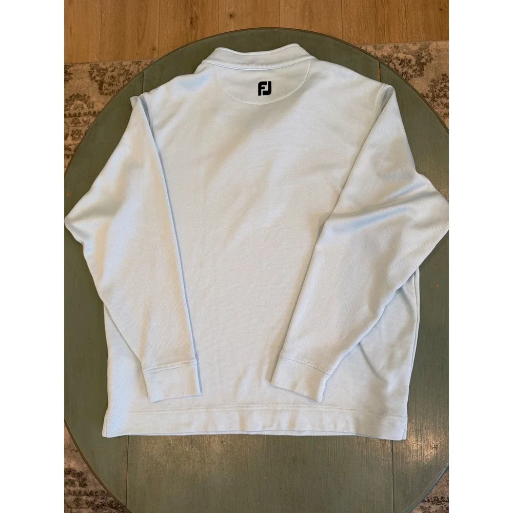 FootJoy Mens XXL Light Blue Quarter Zip Golf Pullover Long Sleeve Textured Knit